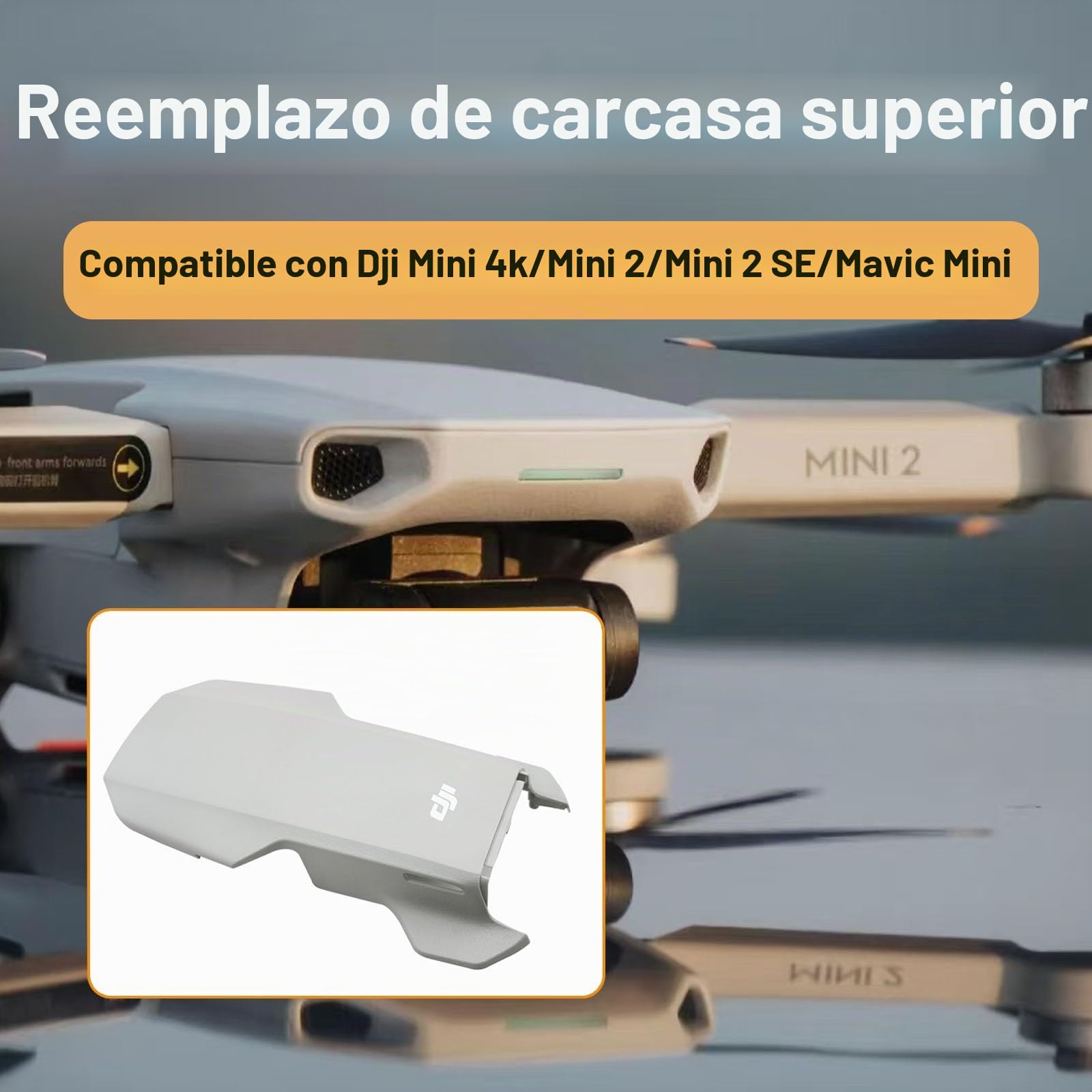 Carcasa superior de repuesto compatible con DJI Mini 4k/Mini 2/2 SE, piezas de reparación de la carcasa superior, accesorios de repuesto para la carcasa superior del dron