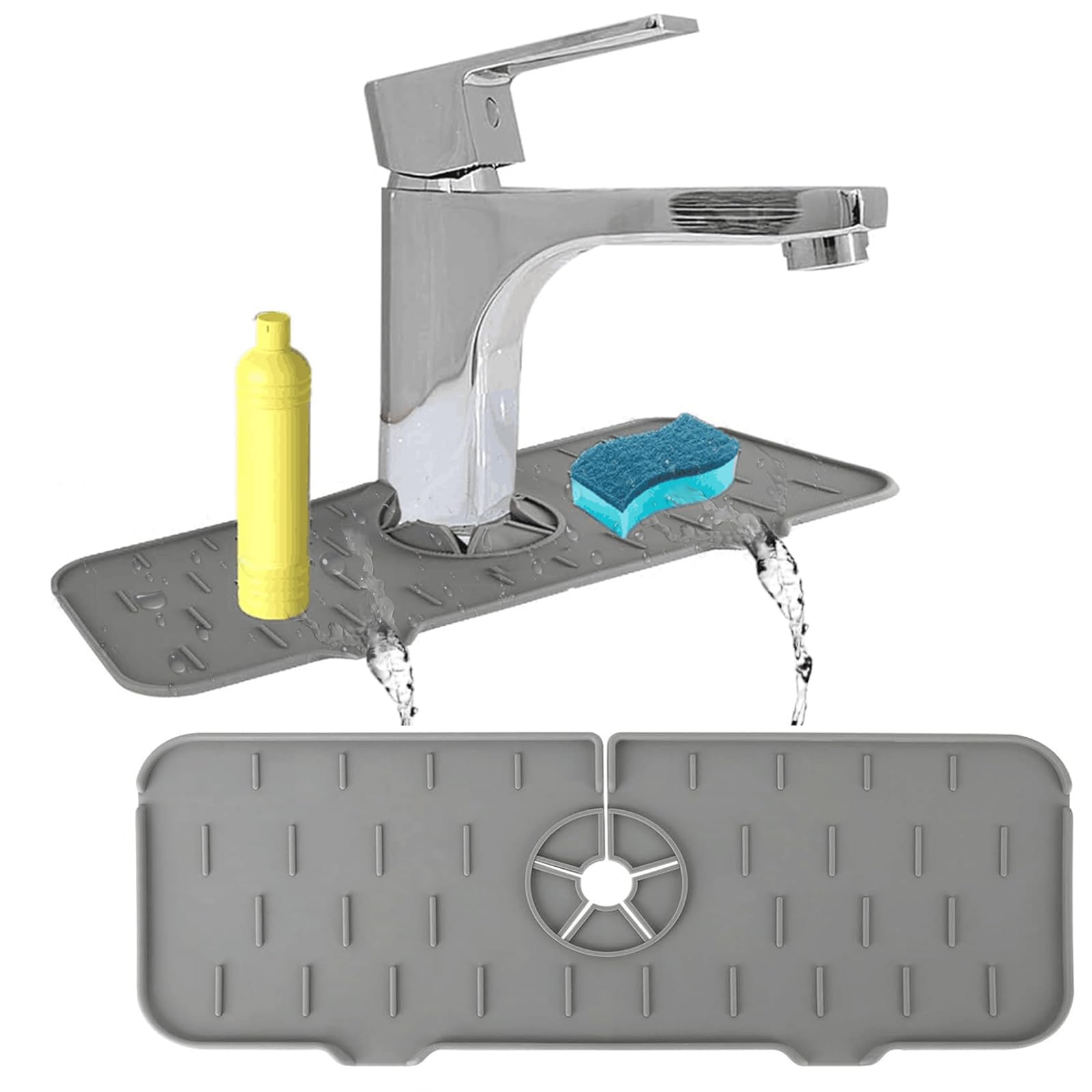 Paraspruzzi Per Lavello In Silicone Grigio - Tappetino Drenante 75cm Per Cucina E Bagno, Anti Schizzi E Organizzatore - Foto 9