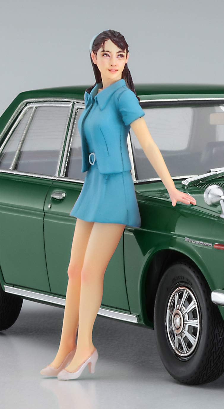 Hasegawa 1/24 Scale Bluebird 1600 SSS with 60's Girl Figure - Plastic Model Building Car, Item # 52277