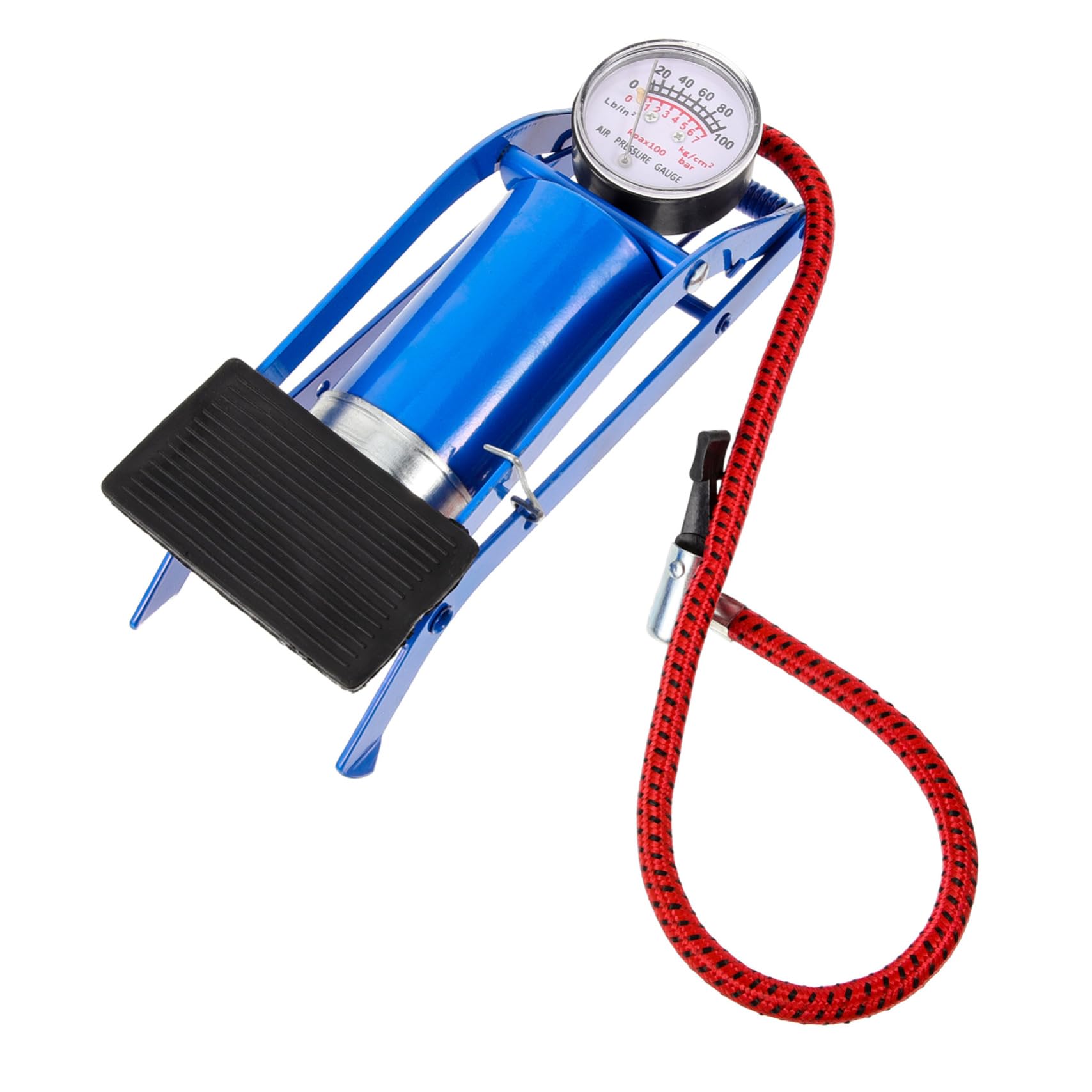 Toddmomy Fahrradluftpumpe Hochdruck Fußpumpe Luftpumpe für Bike Auto Ball Fußpedal mit Barometer Rot