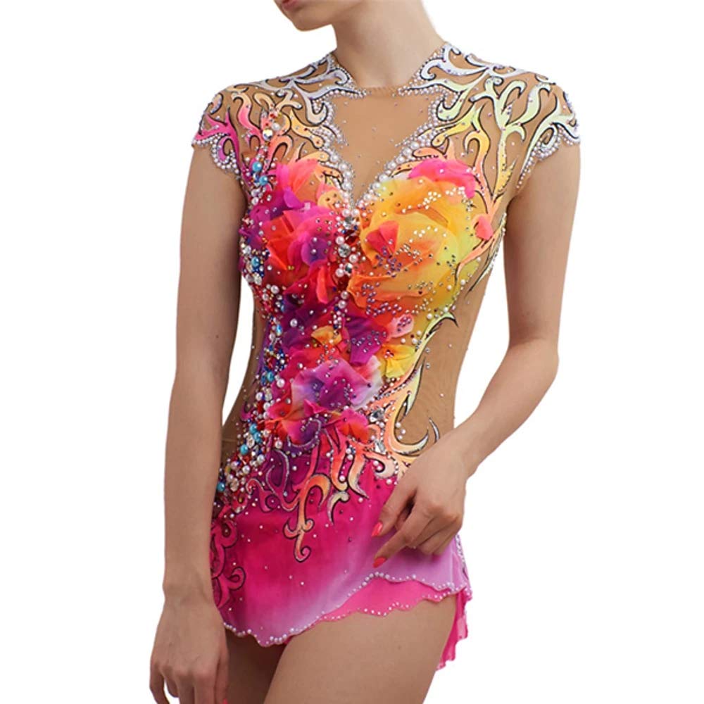 PONNYC Leotard di Ginnastica Ritmica per Ragazze Costumi di Pattinaggio A Rulli di Ghiaccio Abiti da Pattinaggio di Figura Professionale Vestiti di Ginnastica Artistica di Lady