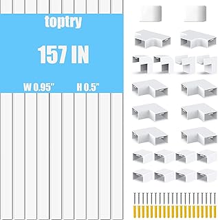 Cable Concealer,PVC Cord Cover,157 Inches Cable Raceway Kit, Paintable Cord Hider ,Cable Management Channel,Wire Hider to Hide Wires for TV and Computers in Home and Office,10X L15.7in, W0.95in H0.55in(White)