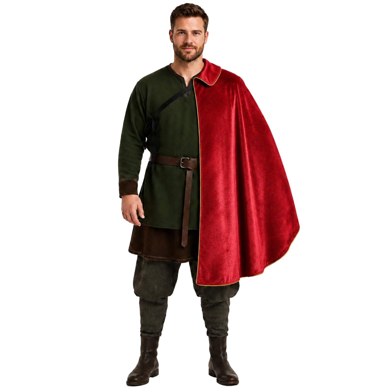 UniqKaliber Mittelalterlicher Schulterumhang, Renaissance-Kostüm, Umhang, Wikingerumhang, Schnürumhang für Halloween-Kostüm