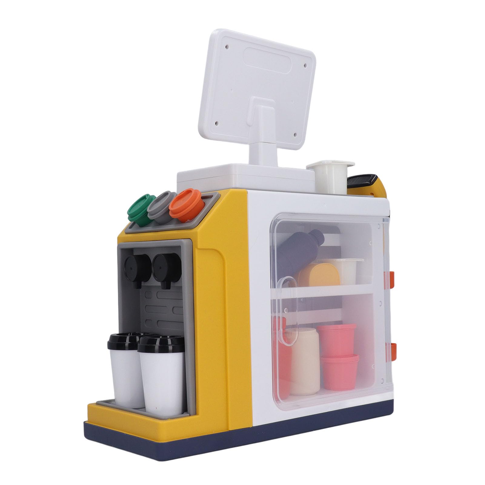 Set di Giocattoli Simulati per Supermercato per Giochi di Finzione con Registratore di Cassa, Caffettiera e Scanner di Codici a Barre per Bambini 37x20,5x41 Cm
