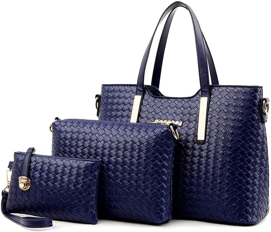 King Ma weave Handbag Purse Bags 3 Piece Set Tote Bag for Lady Women