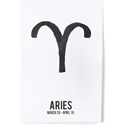Lantern Press 8x12 Inch Art Print Wall Decor, Aries, Astrology Zodiac Symbol, Ink Drawing