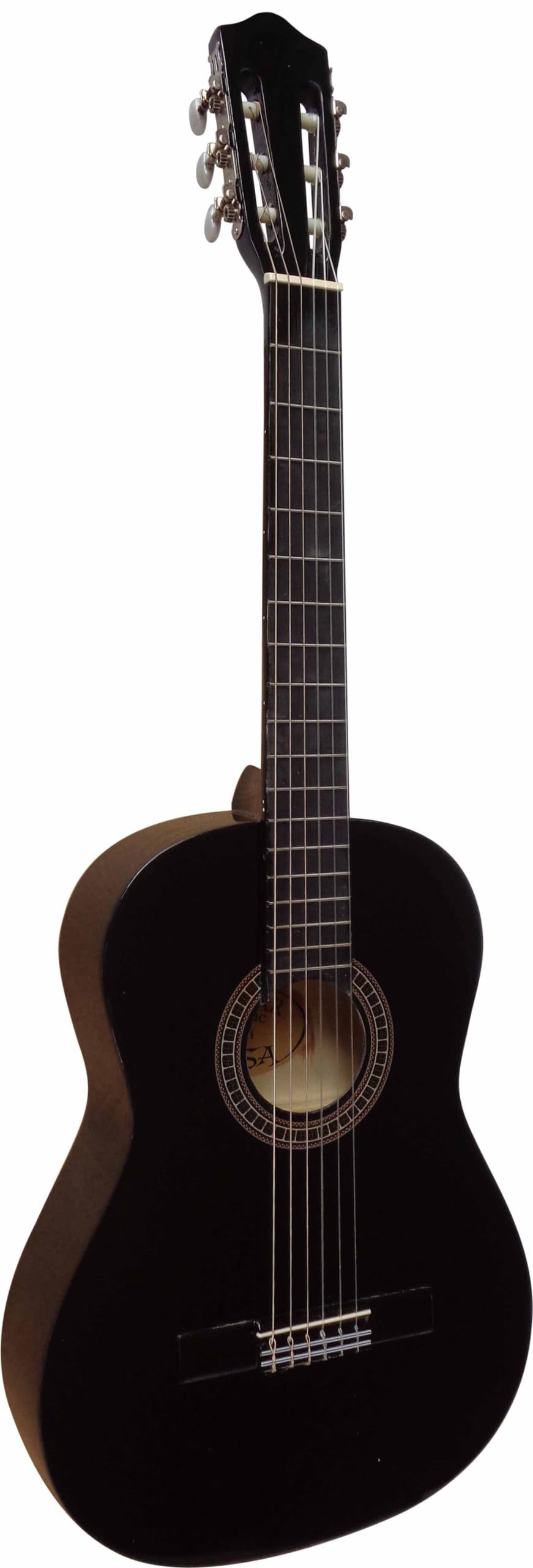 4/4 Gitarre - Konzertgitarre Start Set mit Schulbuch - Classic schwarz black - Lindenholz - Stimmgerät - Tasche - Band - Nylonsaiten - 3xPiks, Buch