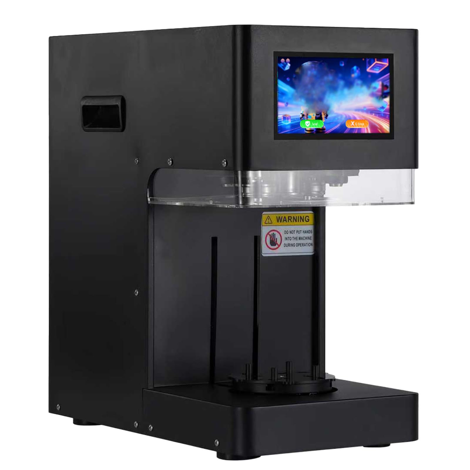 Machine de Scellage de Boîtes de Levage Intelligente,avec Fonctionnement de L'Écran Tactile Et Comptage,Scelleuse de Canettes À Hauteur Réglable,Full-Size Compatible,for Sealing Plastic/Glass Black