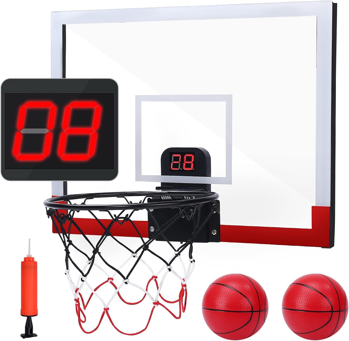 EagleStoneBasketball Hoop Indoor for Kids, Over The Door Mini Basketball Hoop with Electronic Scoreboard , Room Basketball Hoop with 2 Balls and Sound, Basketball Toys for Toddler Boys Girls