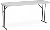 Flash Furniture Kathryn 5' White Rectangular Plastic Folding Table - Durable Waterproof Foldable for Indoor Outdoor Events Training