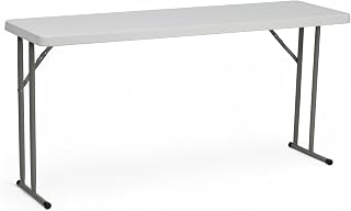 Flash Furniture Kathryn 5' White Rectangular Plastic Folding Table - Durable Waterproof Foldable for Indoor Outdoor Events Training