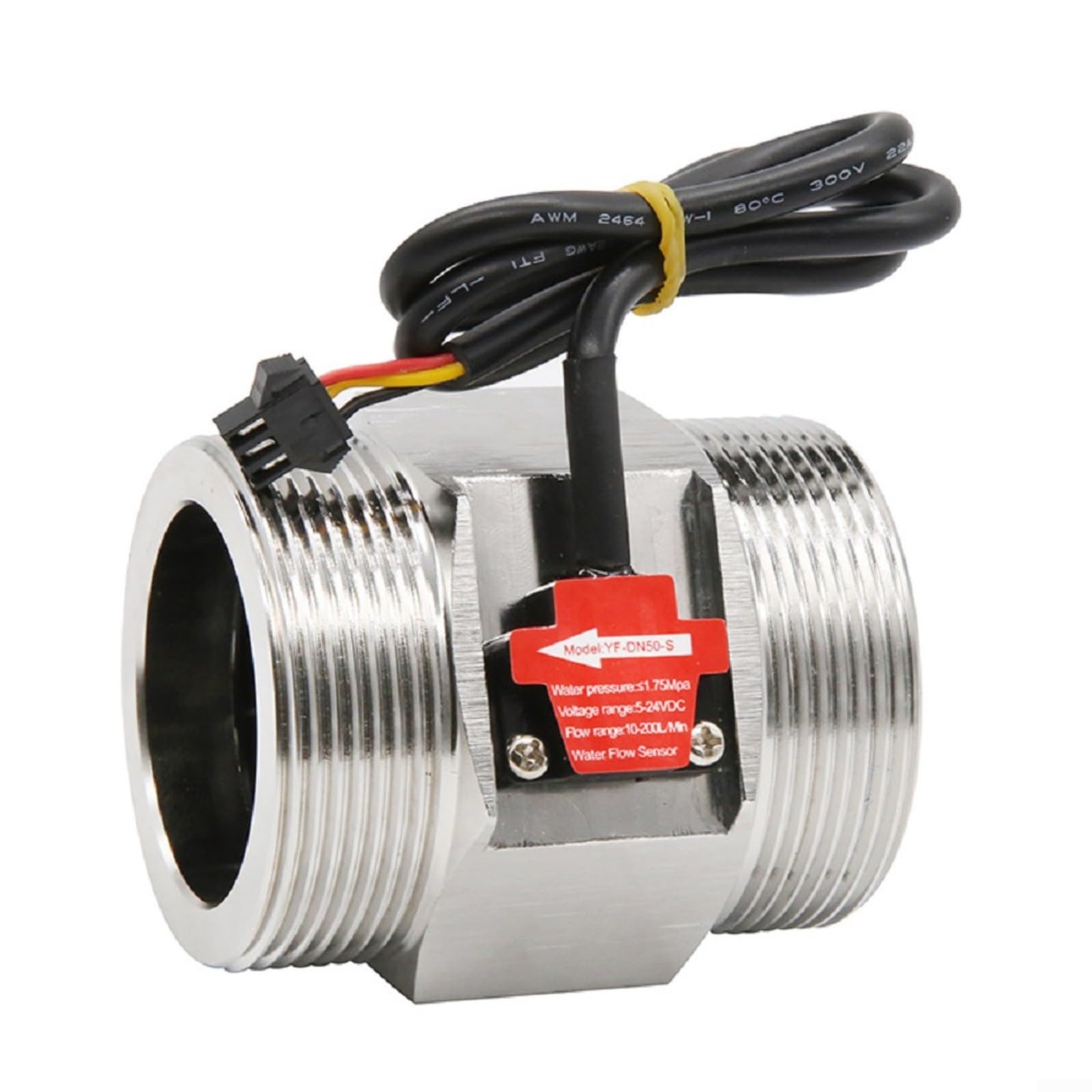 Sensore di flusso d'acqua Hall in acciaio inossidabile DN40 DN50 5-150L/min 35-24VDC flussostato liquido per sistemi idraulici industriali Argento (B)
