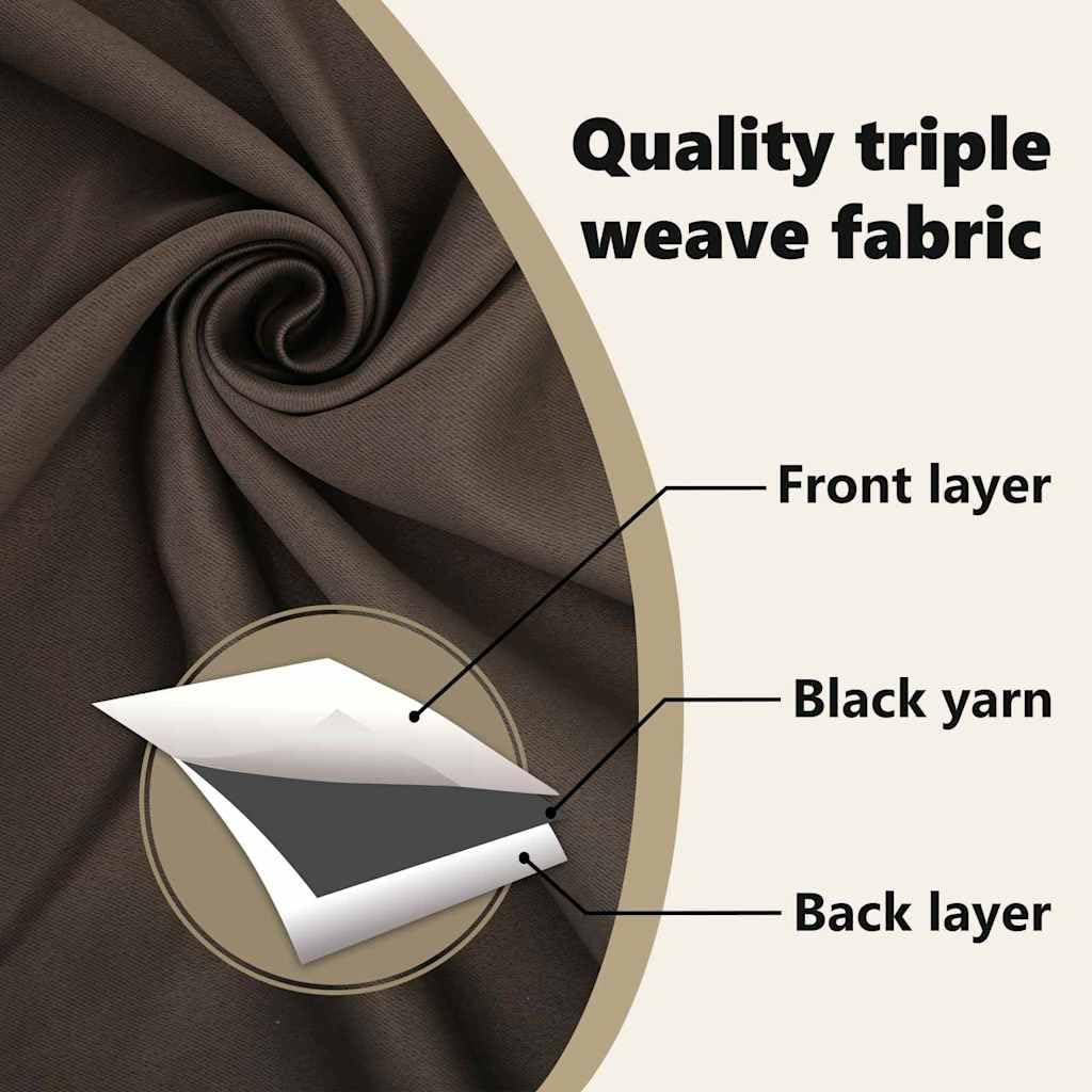 vidaXL Firany blackout z kółkami 2 szt. Ciemny brąz 225 x 140 cm