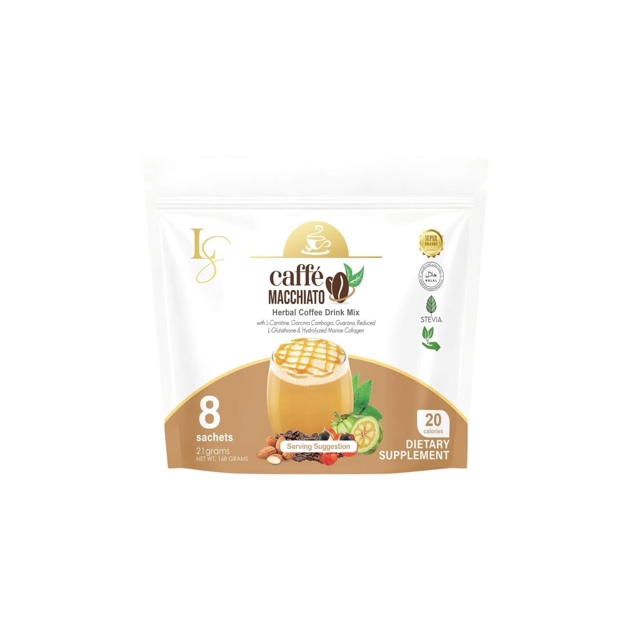 Amazon.com : Luxe Slim Caffe Macchiato With Collagen & L-Glutathione, 8  Sachets / 168g : Grocery & Gourmet Food