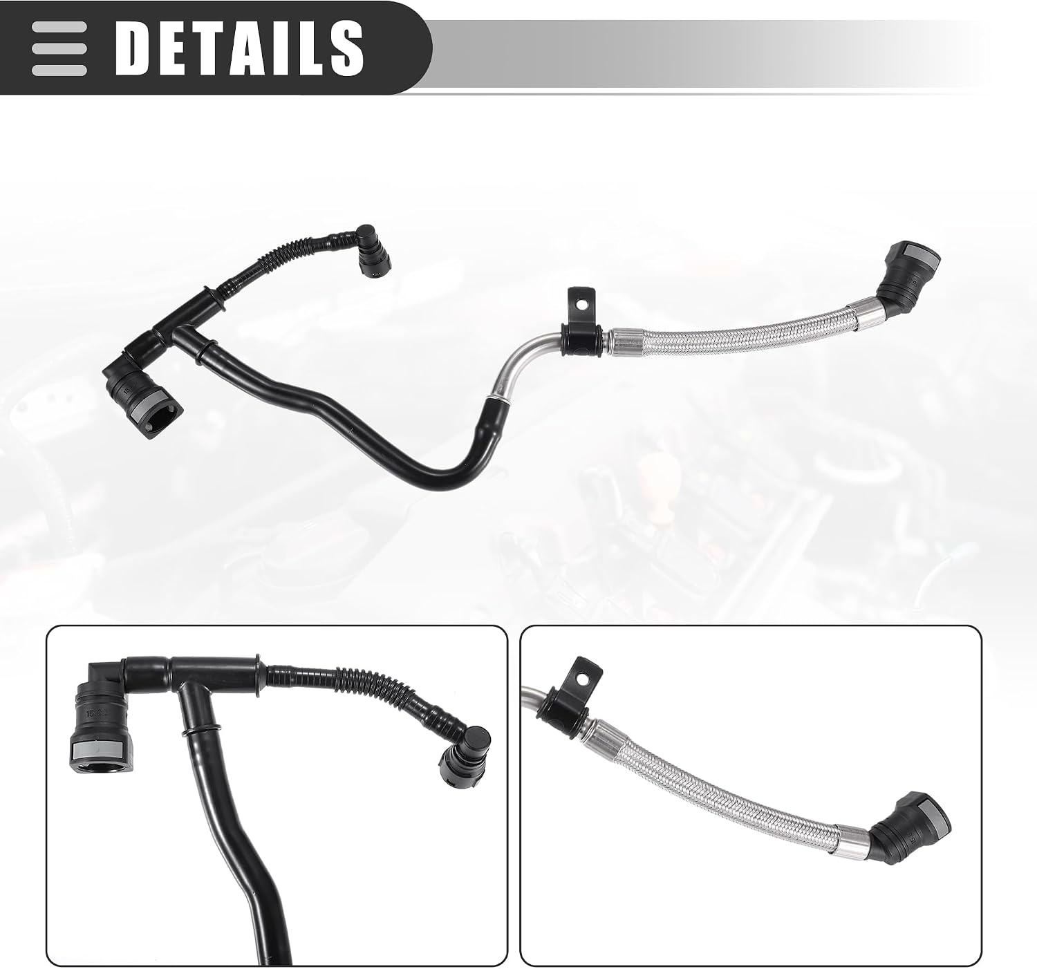 Motoforti Positive Crankcase Ventilation Tube, Engine Ventilation Hose, for Buick Envision 2016-2018, Plastic, No.12673868, Black