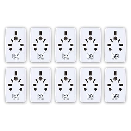 MX UK Type Flat Pin Type-G Multiplug Conversion Adapter Convert Type-D (India) Type I (Australia, New Zealand, Europe) &more to UK, Hong-Kong, Singapore, 13Amp with Fuse & Universal Slots (Pack of 10)