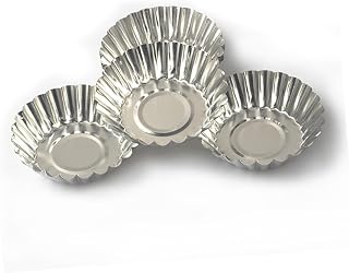 50pcs Tinplate Egg Tart Molds Nonstick Tartlets Pans Baking Cups for Muffins Cookies Cheesecakes Quiche Souffles Custard Cakes and Small Pies Easy Release and Quick Heat