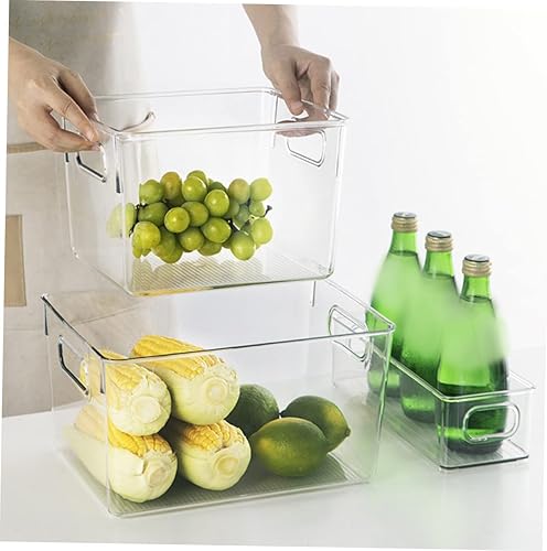 Vista 2 de SMASOLO Caja de almacenamiento transparente para refrigerador, versátil organizador de refrigerador para bebidas, frutas y verduras, organiza
