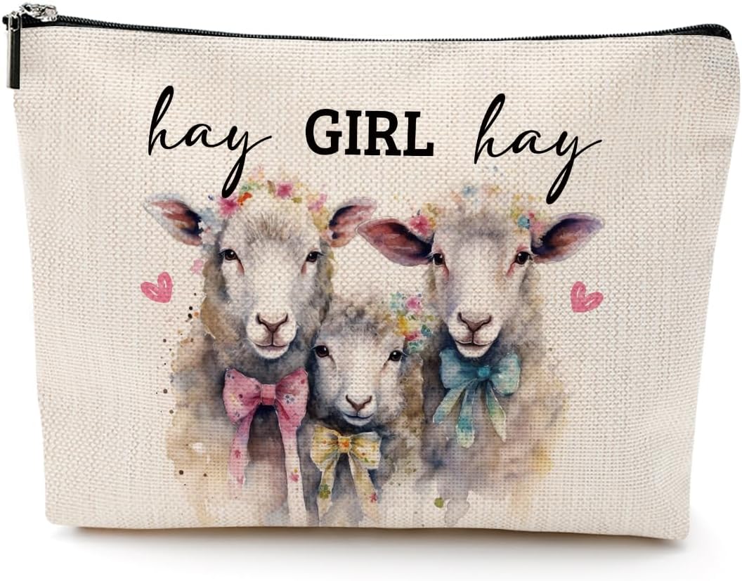 Western Sheep Gifts for Sheep Lovers: Makeup Bag Country Girl Cosmetic Bag for Horse Lovers Women Sister Cousin Bestie Girl Teen Niece Daughter Graduation Birthday Christmas
