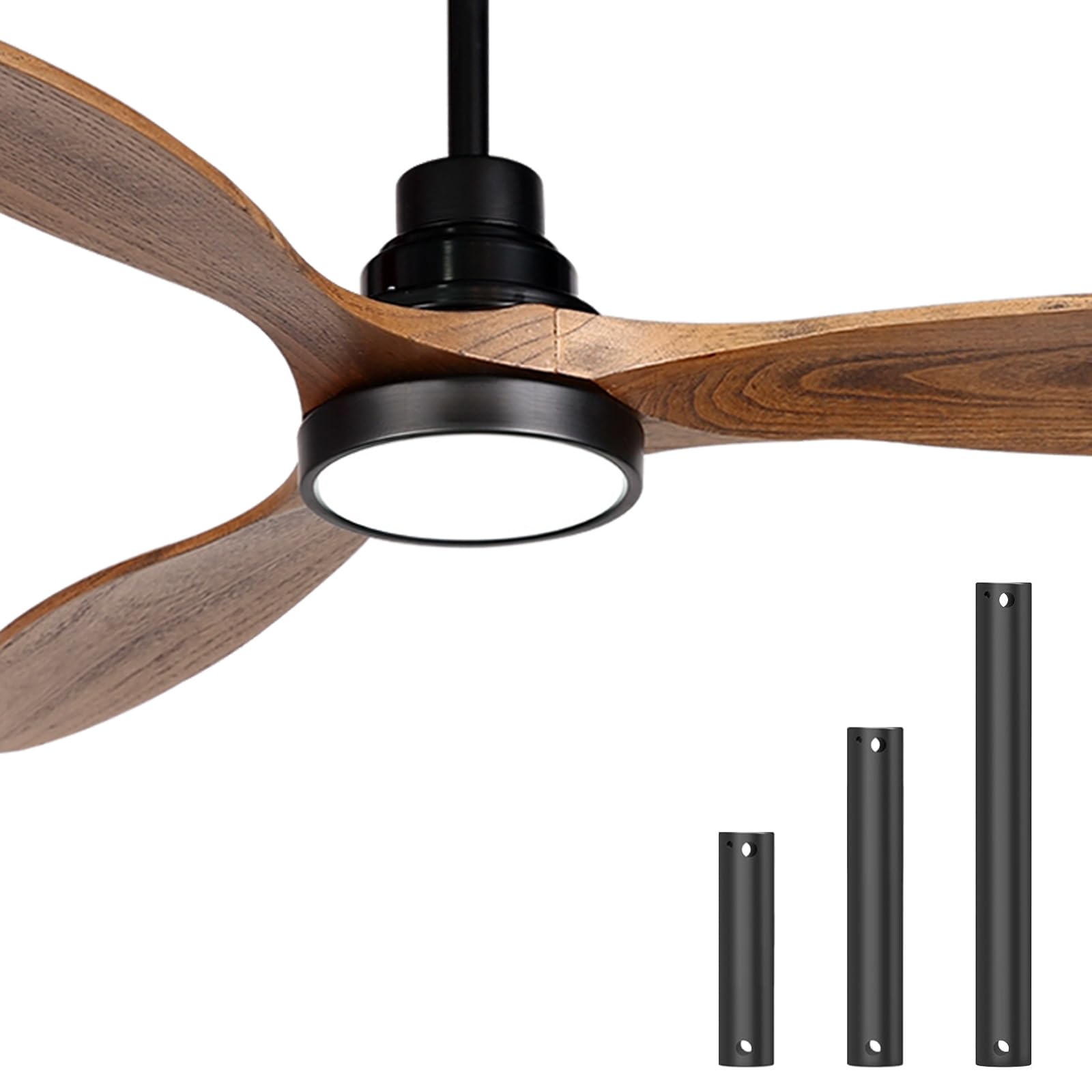 Ovlaim 52 Inch Wood Ceiling Fan with Light Remote Control,Quiet DC Motor,3 Blades Indoor Ceiling Fan for Bedroom Living Room,ETL Listed