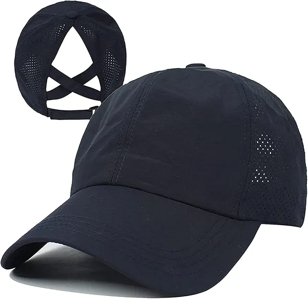 HGGE Womens Criss Cross Ponytail Baseball Cap Adjustable High Messy Bun Ponycap Quick Drying Hat