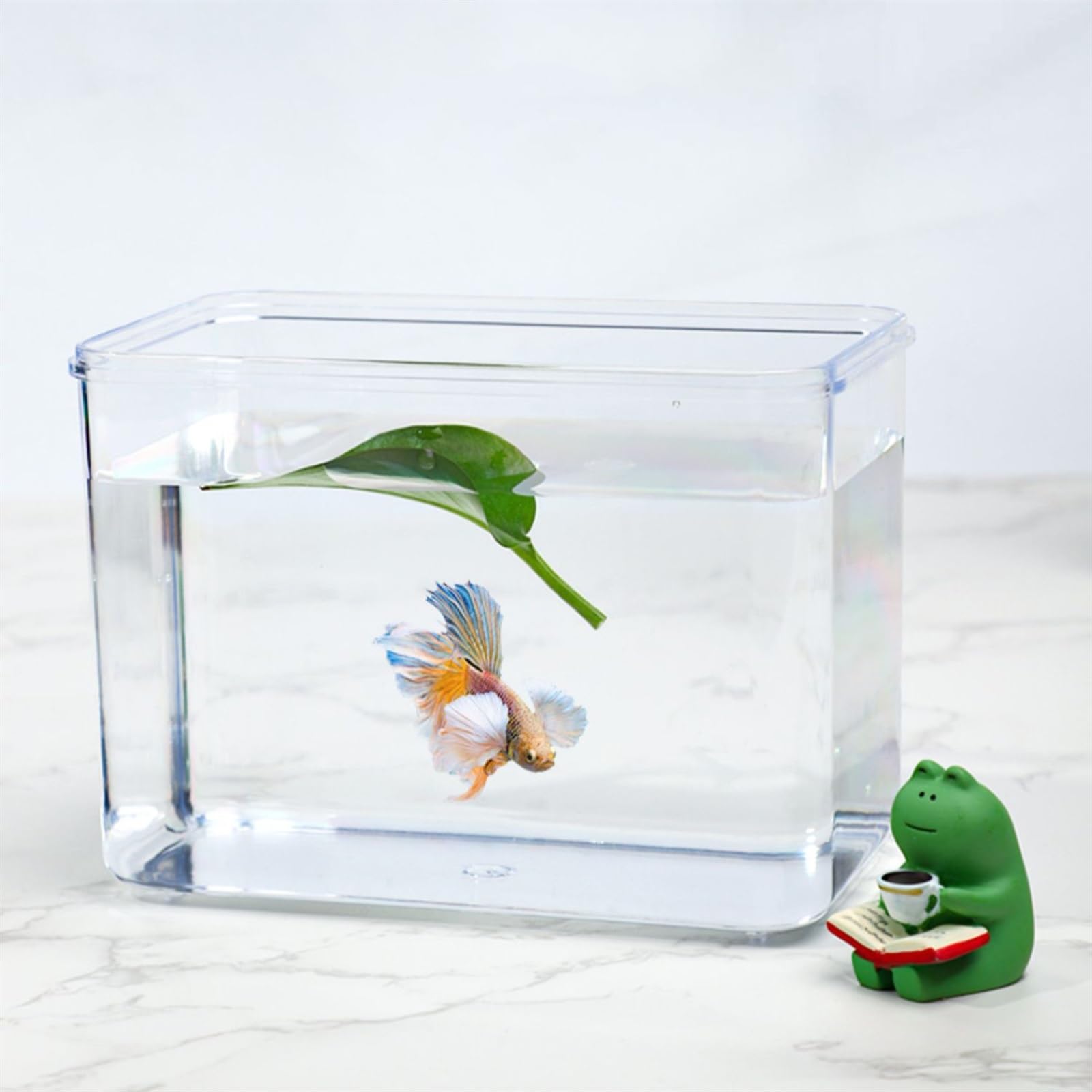 Acquario Acquario for pesci Desktop da ufficio Piccolo acquario Scatola acrilica Combinazione di piccoli acquari montati singolarmente Trasparente trasparente Acquario per pesci rossi (Color : D)