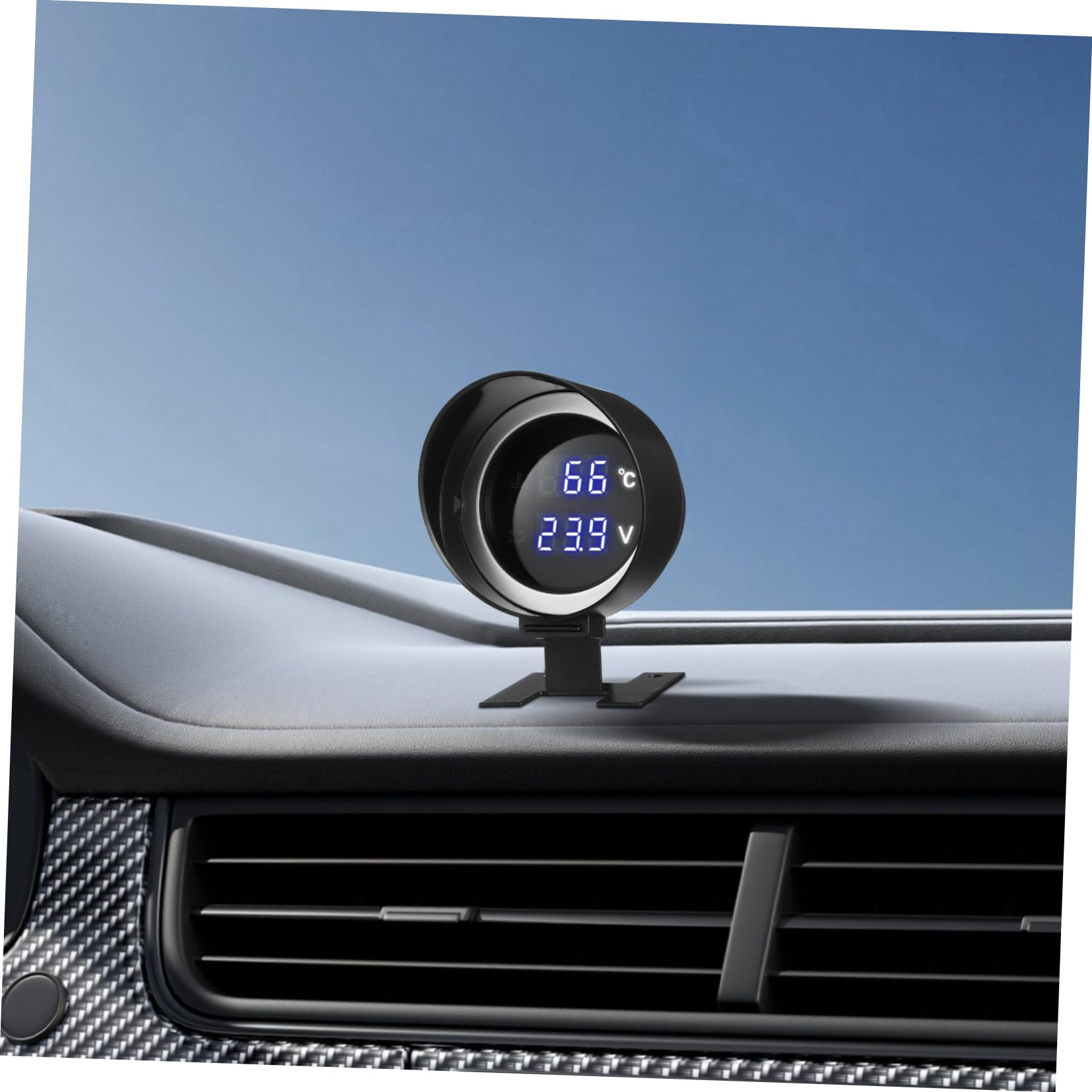 Cabilock Manometro Temperatura Acqua per Auto con Adattatore per Veicoli Calibro Digitale Rotondo con Doppio Monitoraggio e Installazione Facile in Lega di Alluminio e Plastico