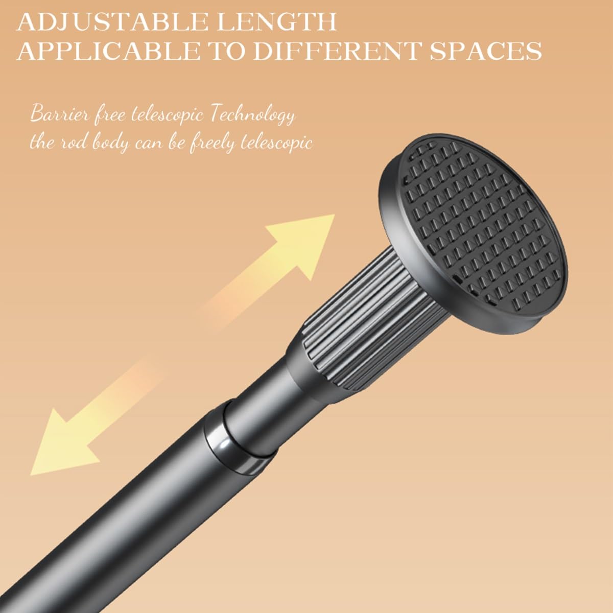 Tingle de Rideau de Douche pour Salle de Bain 35-250m, Tringle Extensible pour Rideau Ø27mm, Montage Sans Vis ni Perçage, pour Salle de Bain, Placard, Armoire, Porte, Cuisine(Noir,160-250CM)