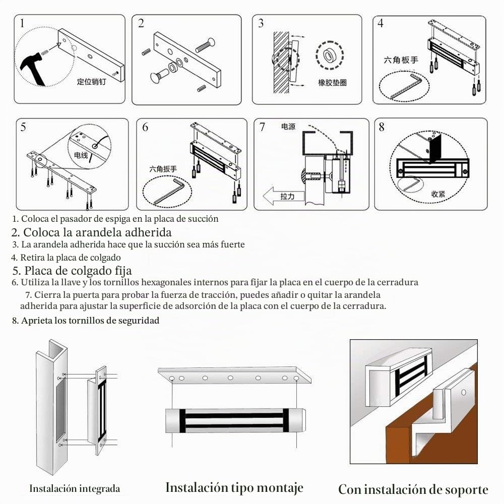 YAVIS Cerradura electromagnética impermeable DC 12V, 280KG/600LBs, superficie cepillada, modelo NC, soportes Z & L incluidos, ideal para sistemas de control de acceso
