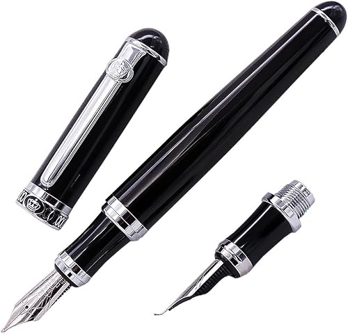 Miniatura 5 de Duke - Pluma estilográfica negra de doble punta, iridio, media y fude caligrafía, juego de caja de regalo intercambiable para oficina, negocios,