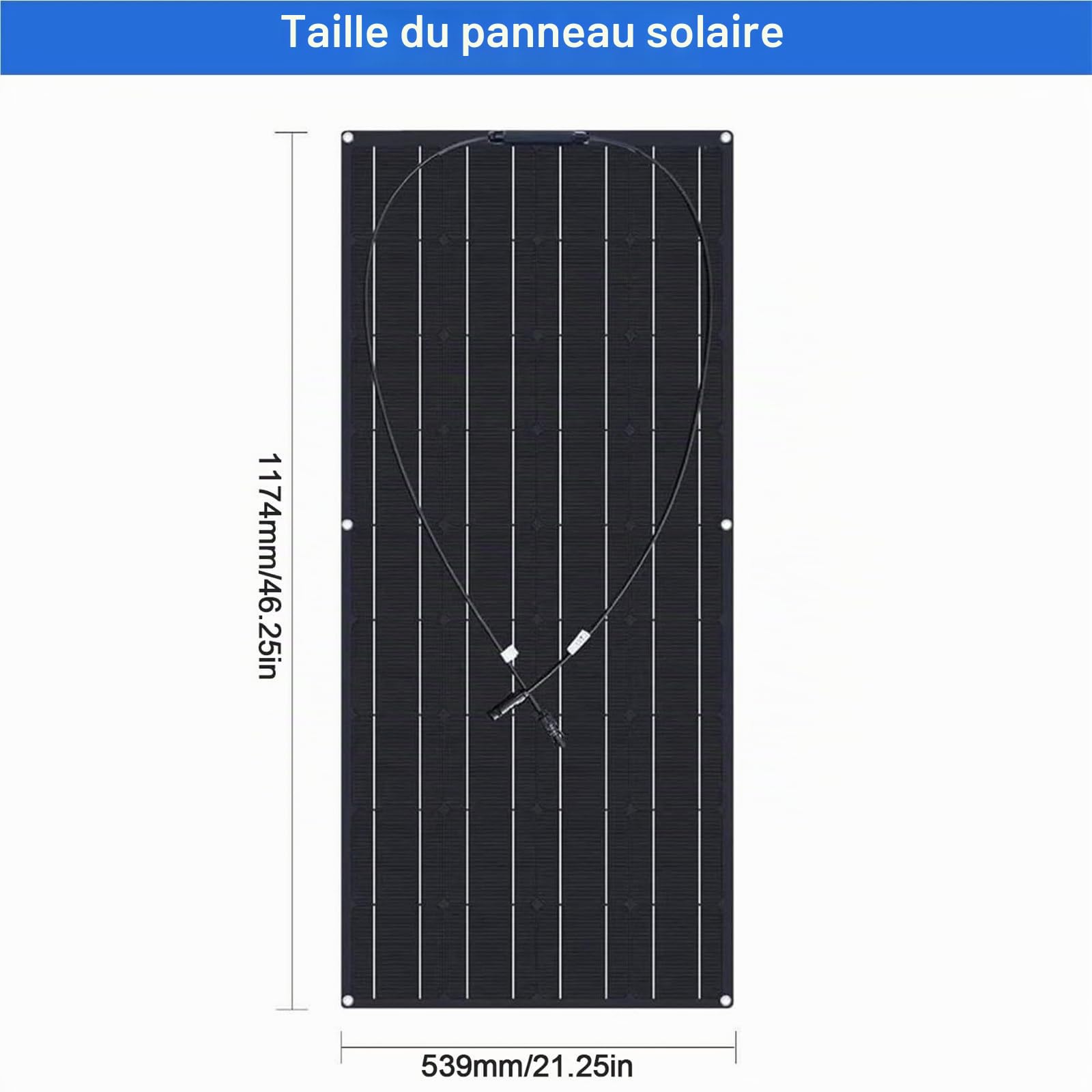 Panneau Solaire Flexible 400W 600W 800W 1200W monocristallin Panneau Solaire Flexible pour Batteries 24V, Caravane, Camping-Car, Bateau, Yacht, Marine, Camping Car(600W)