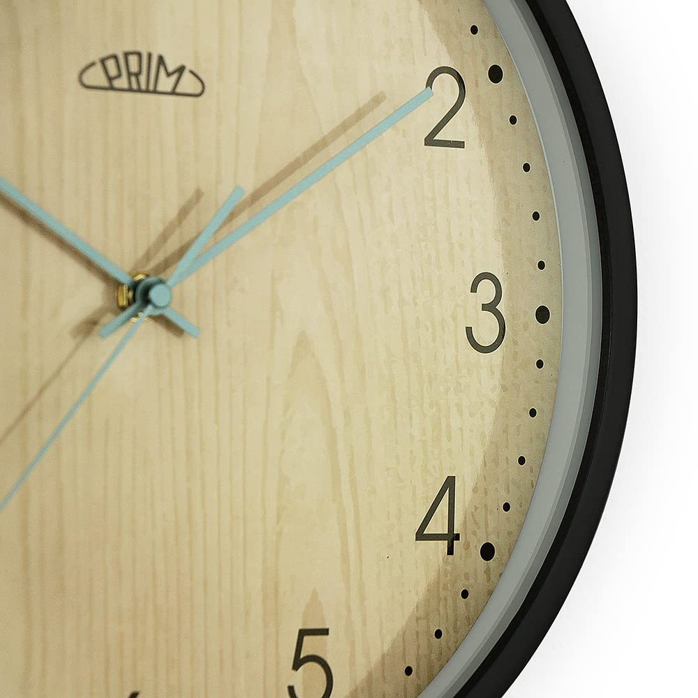 PRIM Wanduhr (Schwarz&helles Holz)