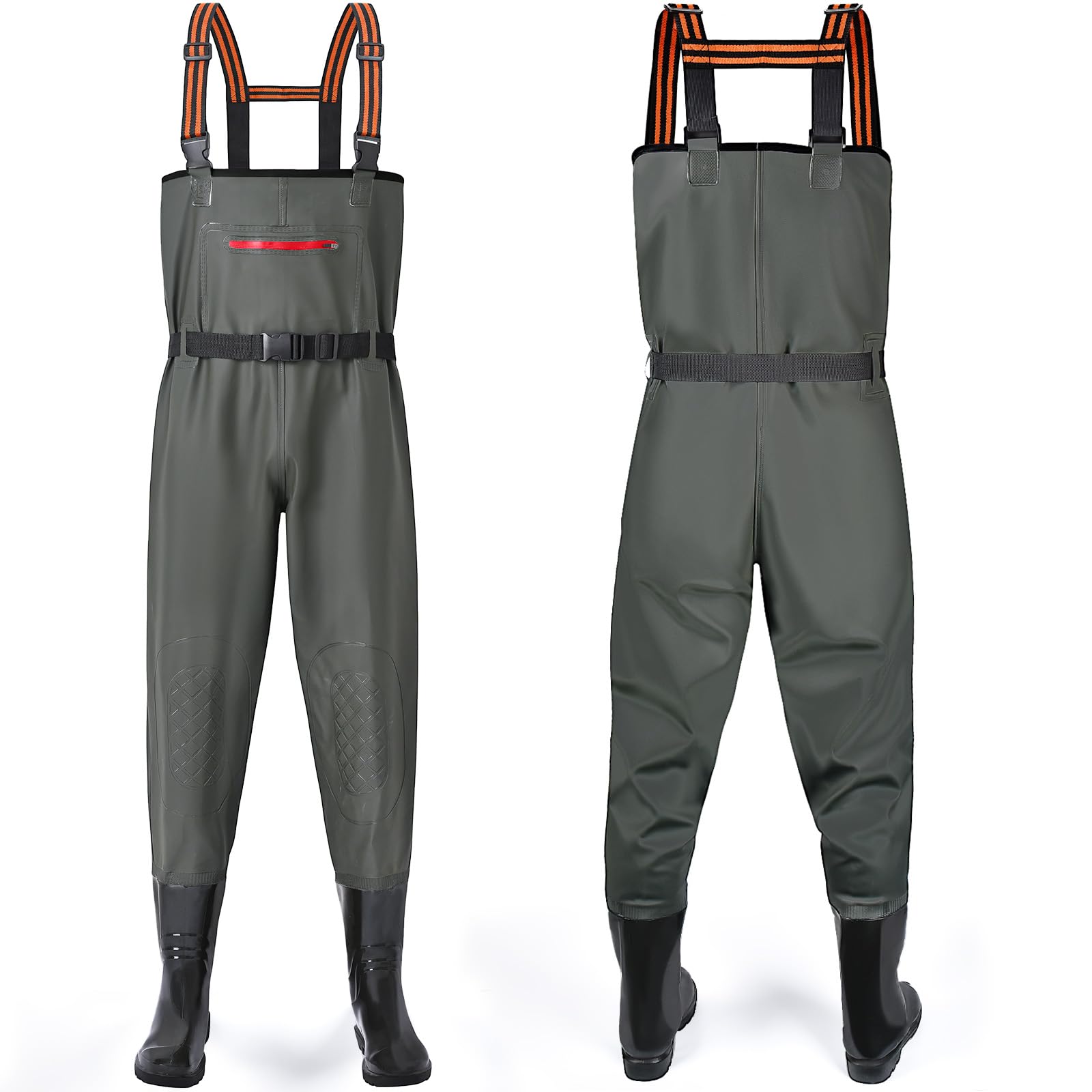 YOOHBERRYS Waders Peche Homme, Waders Pantalons de Pêche avec Poche Poitrine, Pantalons de Waders avec Bottes 42-46, Waders Peche Antidérapants Cadeau pour Amateurs de Pêche e Sportive
