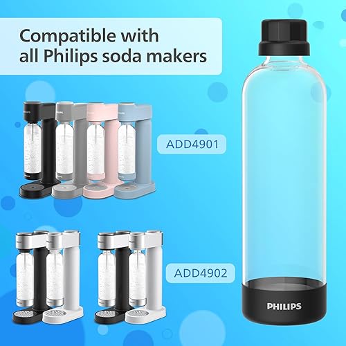 Miniatura 2 de Philips Botellas de carbonatación ADD910BKOQ37, paquete doble de 1 litro, botellas de agua reutilizables para mascotas compatibles con fabricante de