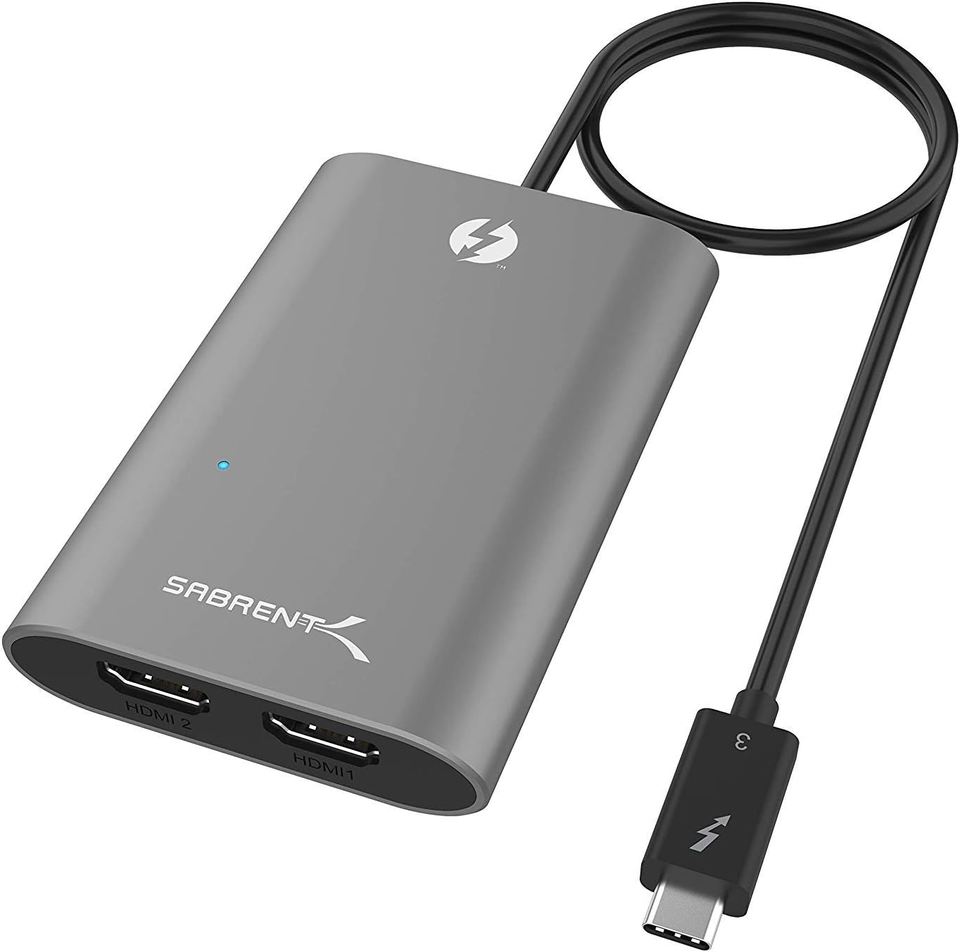 Sabrent Thunderbolt 3 to Dual HDMI 2.0 Adapter [Supports Up to Two 4K 60Hz Monitors on Mac and Some Windows Systems] (TH-W3H2) Grey