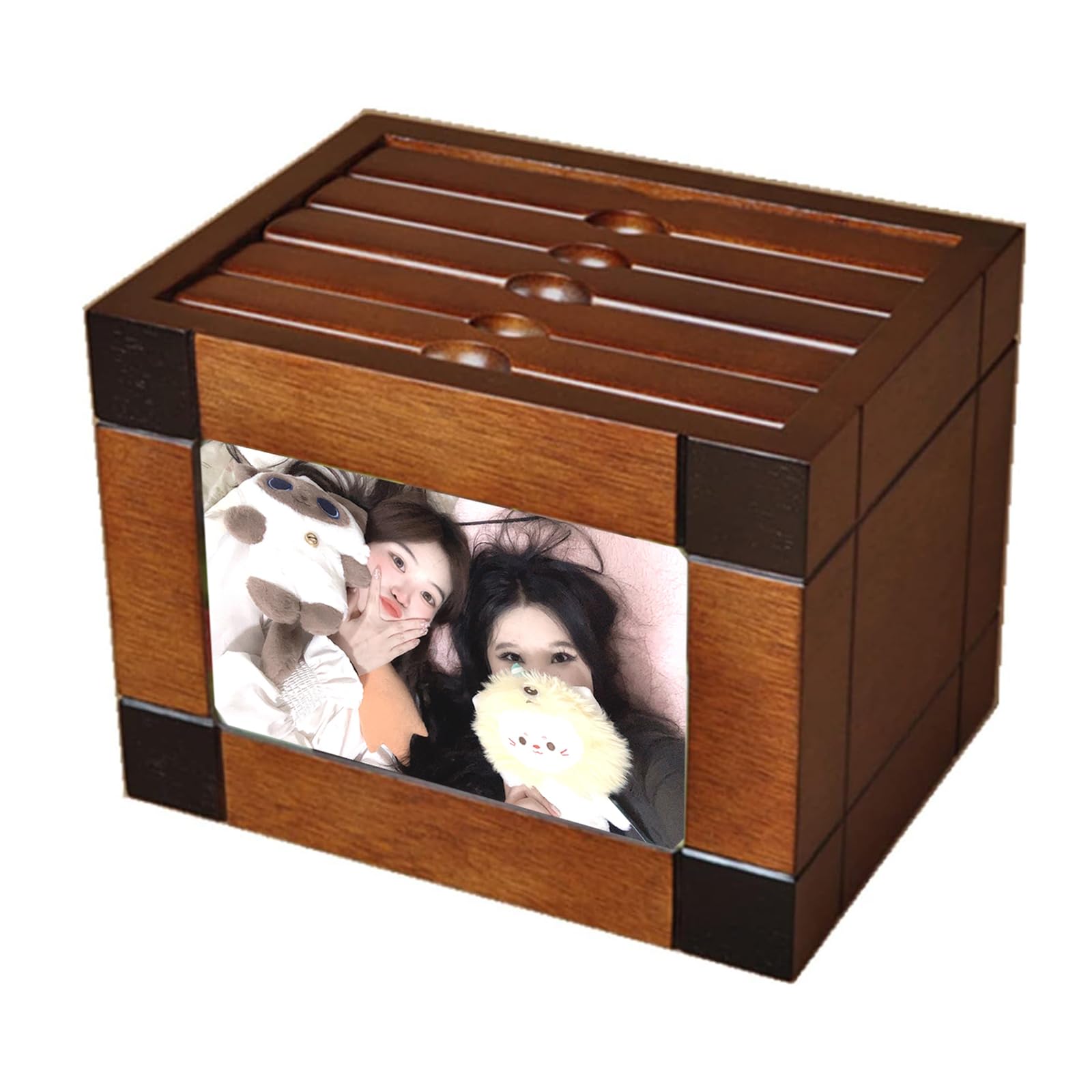 Thyxgs Wooden Photo Album Box, Wooden Photo Cube, Insert Cube Boxes With 5 Pull Out Albums 6X4(10X15), Diy Home Photo Storage Box For 6 Inch Photos, Can Hold 100 Photos