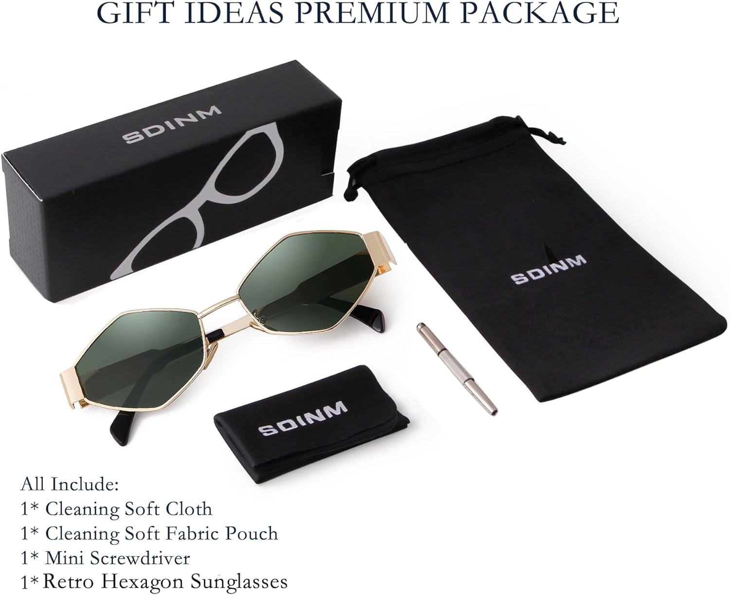 SDINM Trendy Hexagon Sunglasses for Women Retro Gold Metal Geometric Frame Sun Glasses Shades - Image 6