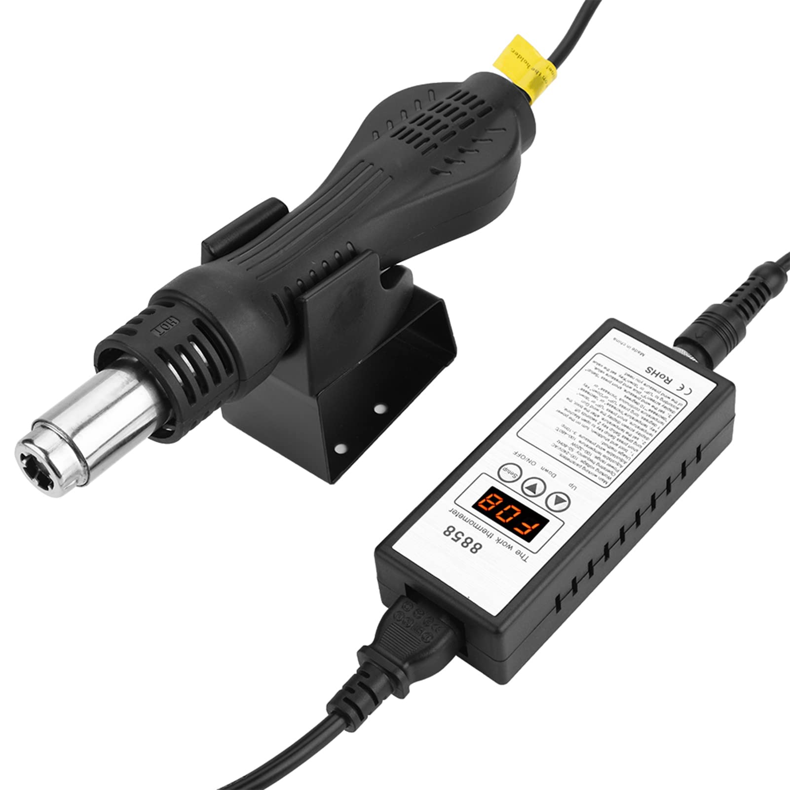 Fafeicy Inteligentna Cyfrowa Wiatrówka LED Opalarka 8858 Stacja Lutownicza ze Sterowaniem Mikrokomputerem 3 Dysze do Rozlutowywania Lutowanie Suszenie (Wtyczka UE 220 V)