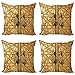 ABAKUHAUS marocain Lot de Housses de Coussin en 4 pièces, Marrakech Palais Royal, Impression Numérique Recto-Verso Moderne, 45 cm x 45 cm, Brun pâle