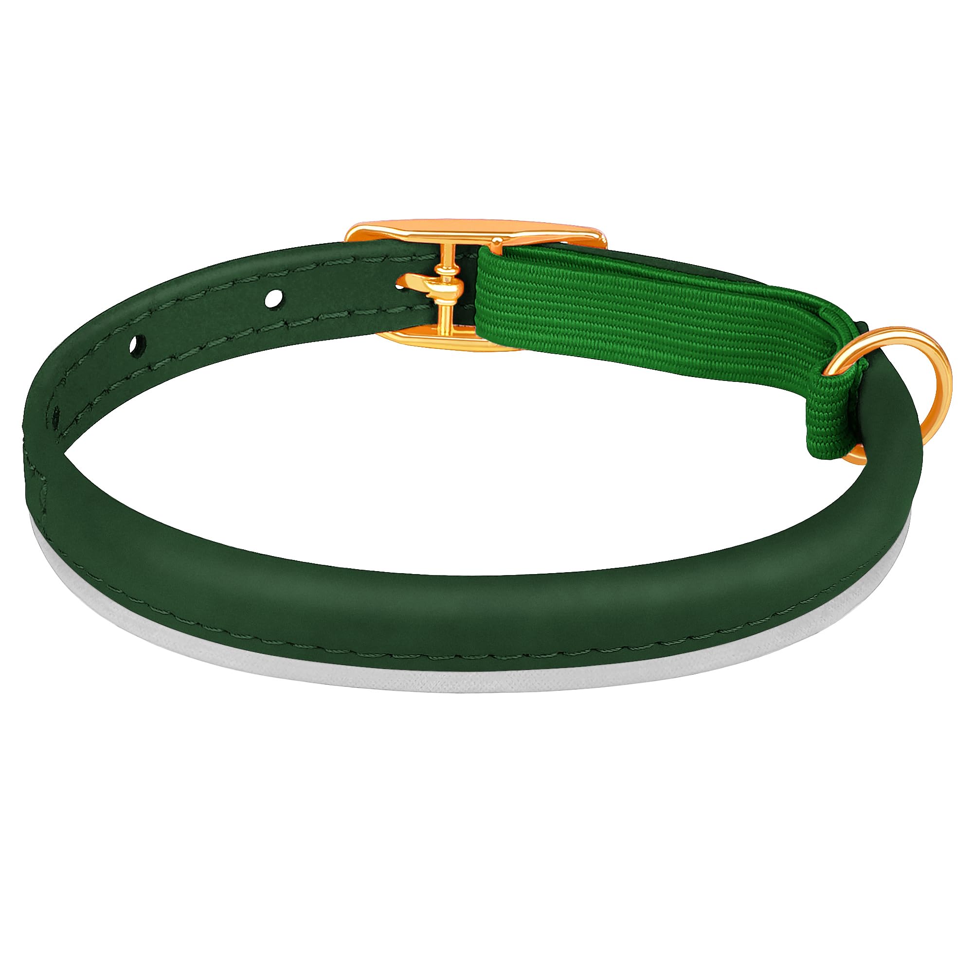 OOPSDOGGY Rolled Leather Cat Collar with Bell, Reflective Kitten Collar with Safety Elastic Strap - Image 2