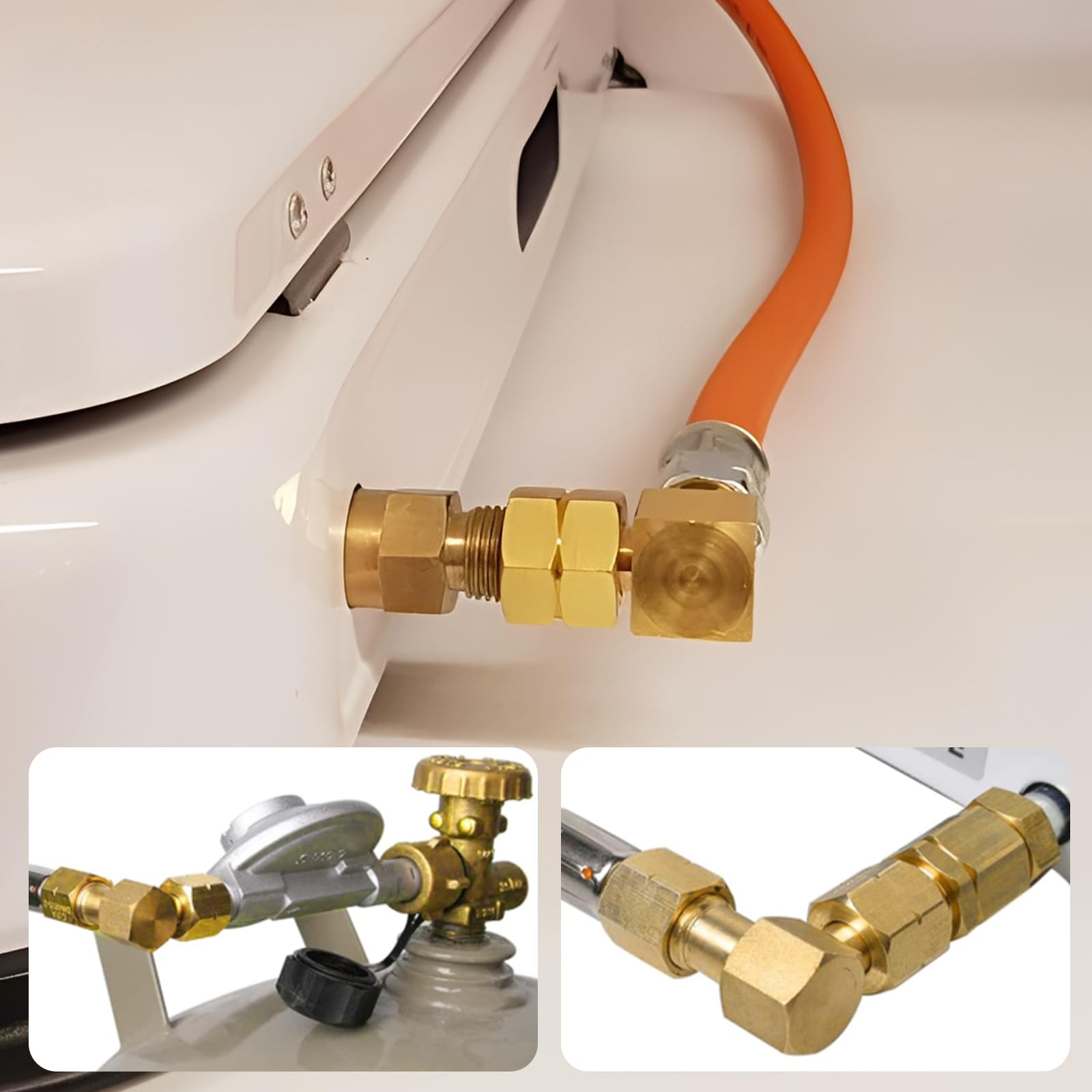Adaptador para bombonas de gas, 4 unidades, adaptador de gas de 1/2" IG derecha x 1/4" AG izquierda + acoplamiento rápido de gas de 90°, ángulo de 1/4 pulgadas, manguera de gas izquierda, conector de