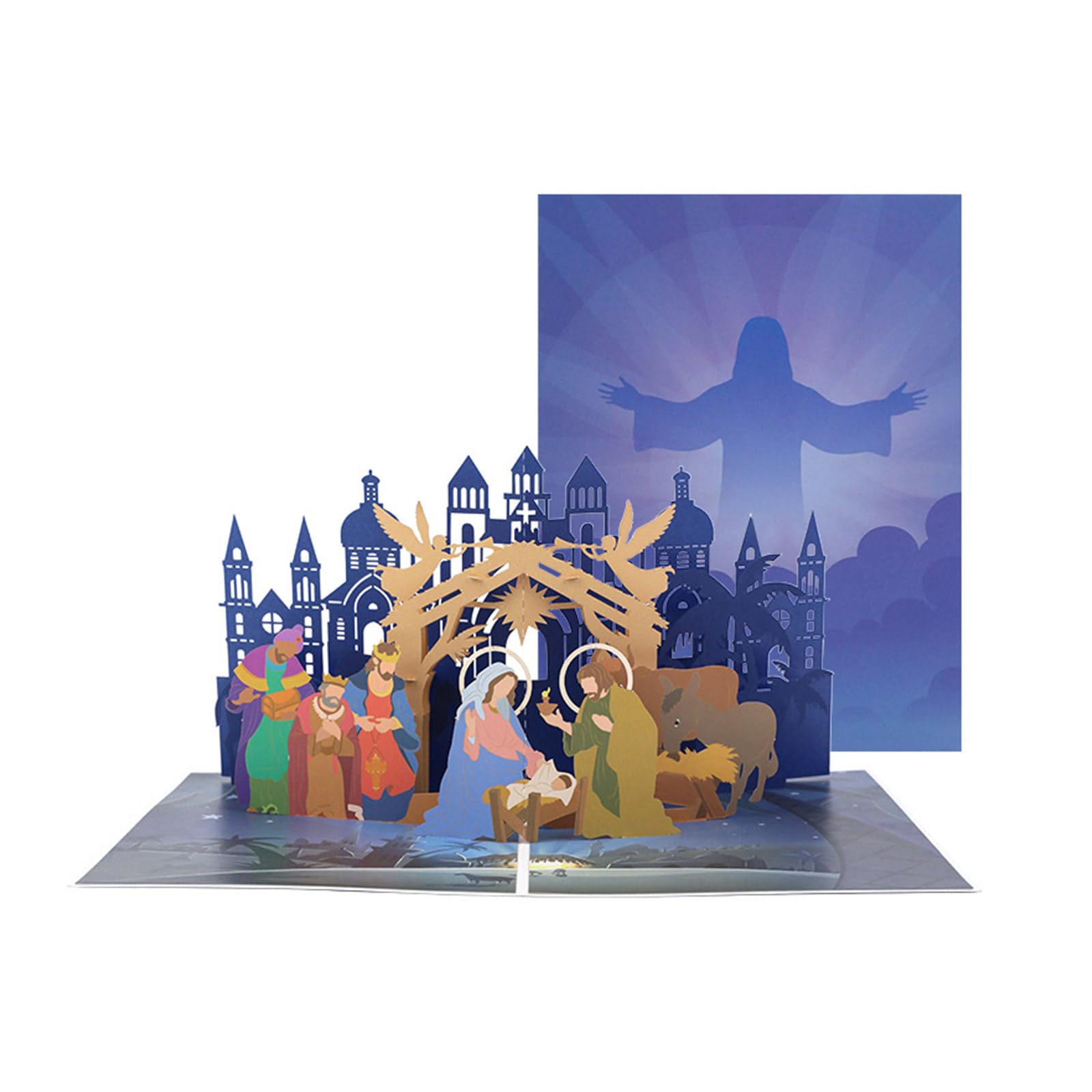 Elnwnnkc 3D Christmas Themed Popup Greeting Card Festival Gifts Postcard Invitation Card with Envelope and Note Parties Supplies Holiday Greeting