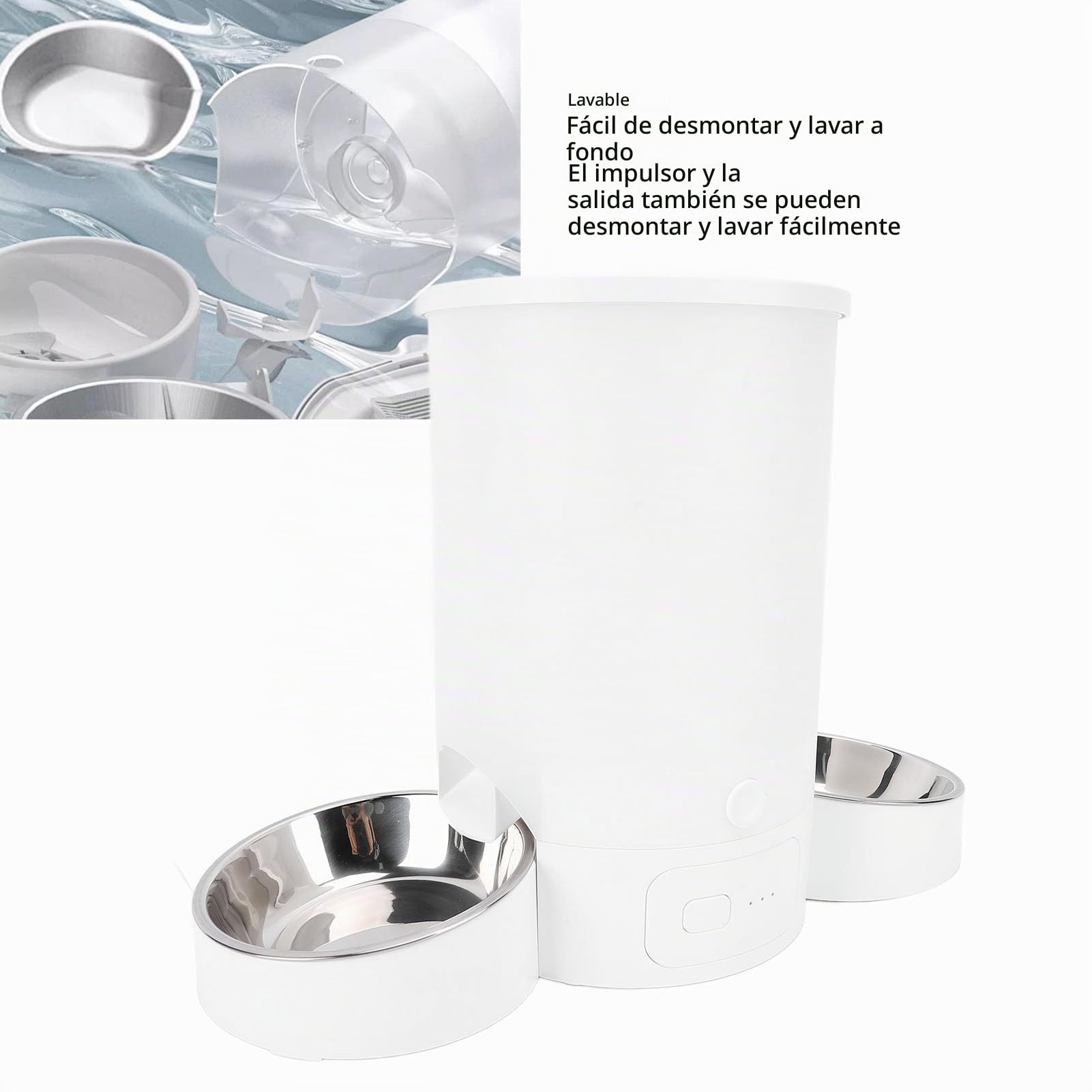 Total Machine Cat Dispensador de Alimentos Automático para Gatos y Perros, 3L, WiFi 2.4g, Tazón Doble, hasta 12 Porciones/6 Comidas por Día