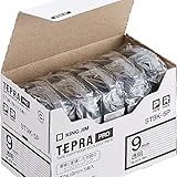 【純正】 キングジム(Kingjim) テプラPROテープカートリッジ エコパック5個入 9mm 透明ラベル/黒文字 長さ8m ST9K-5P
