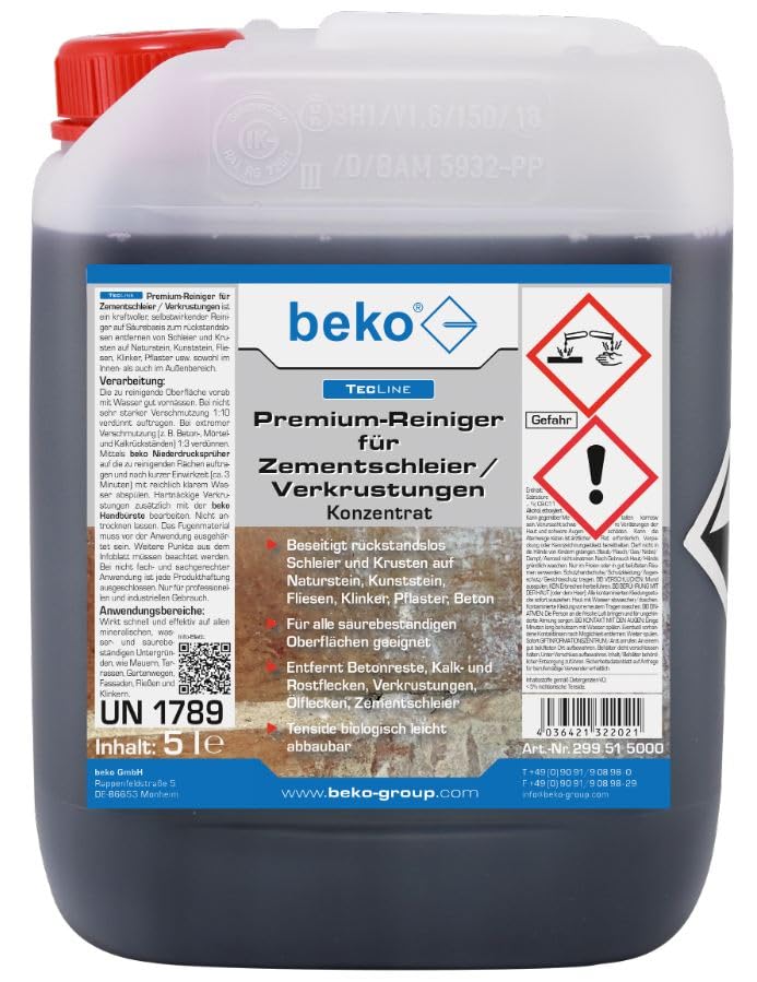 beko TecLine Premium-Reiniger für Zementschleier/Verkrustungen 5l 299 51 5000
