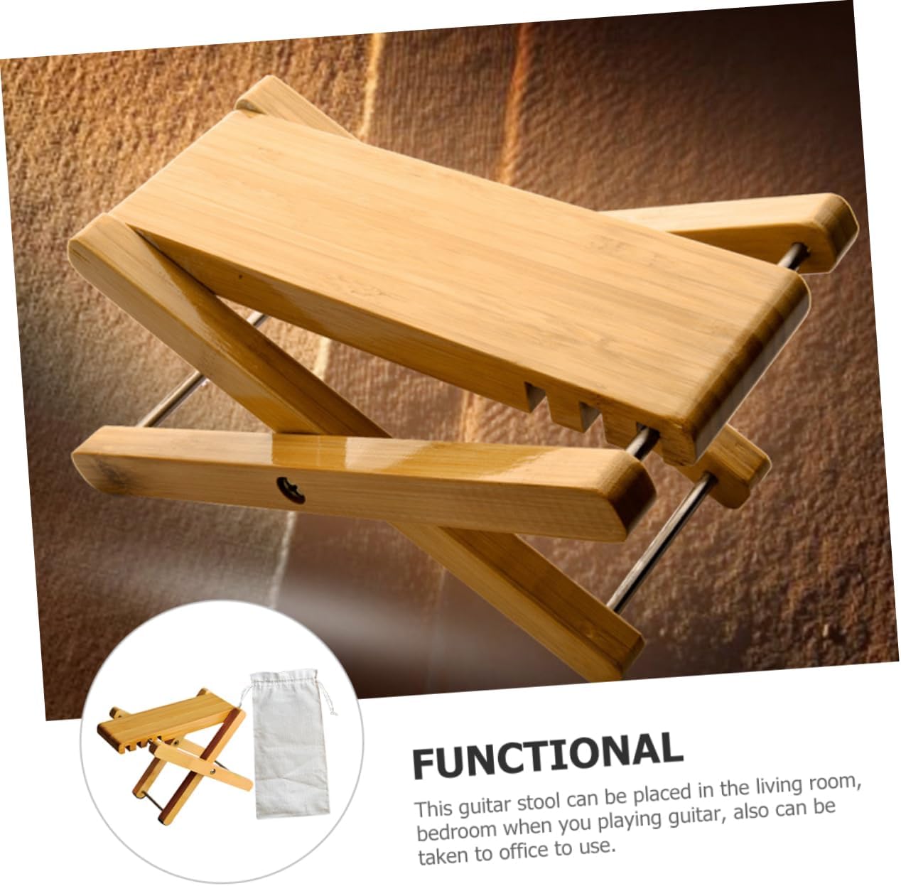 Milisten Foldable Wooden Guitar Stool with Height and Portable Storage Bag for Use Lightweight and Design for Comfortable Playing