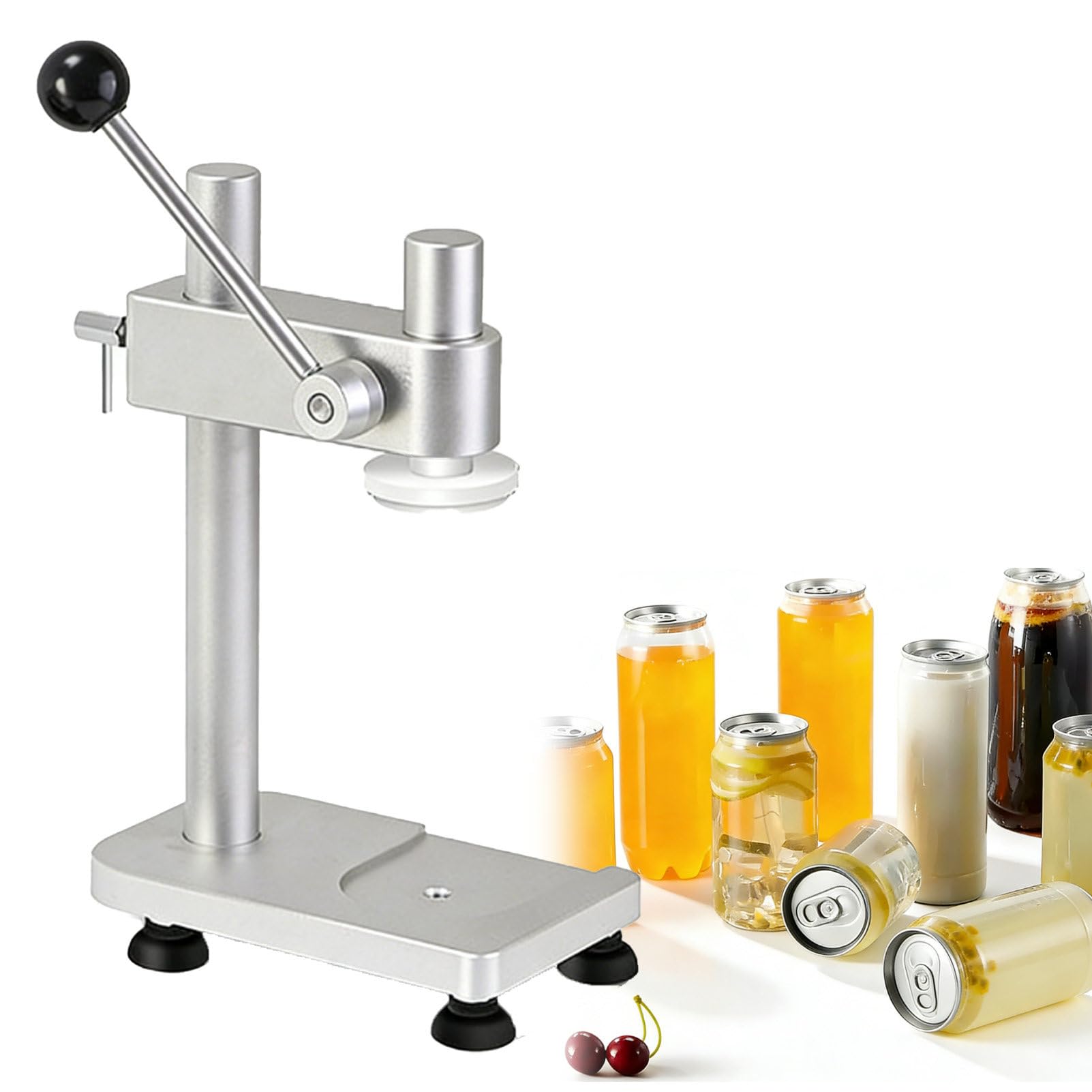 Selladora De Latas De Refresco, Herramienta Manual para Sellar Frascos, MáQuina Taponadora De Botellas, MáQuina Selladora De Latas con Altura Ajustable, para Frascos Y Botellas White