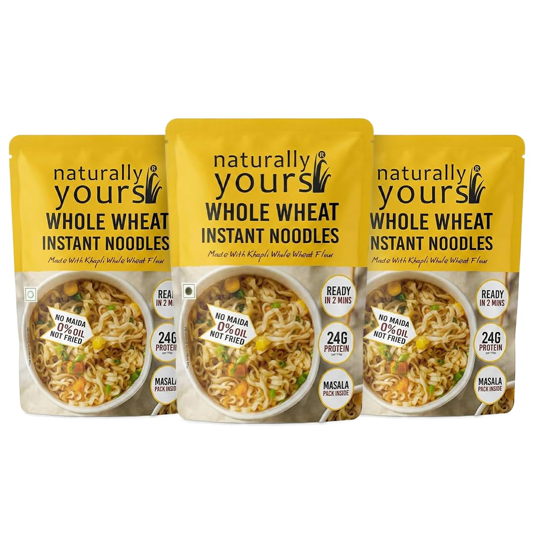 Naturally Yours Khapli Atta Whole Wheat High Protein Instant Noodles 175g | 24g Protein per Pack | 100% Maida-Free | High Protein & Fiber | Healthy Meal | Non-Fried | No Onion No Garlic Jain-Friendly | Pack of 3