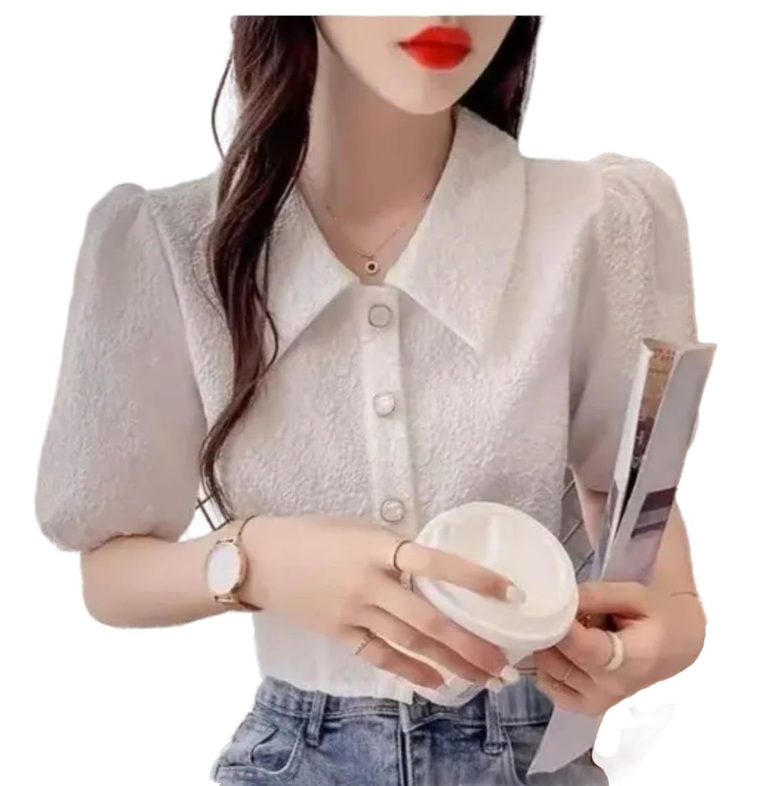 pinkhub Crop Tops Shirt Women Korean Style Fashion Slim White Blouse Short Sleeve Croptop 2025 New-picture-25