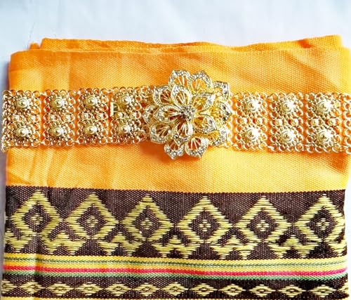 Thai Belt Gold Plate White Stone Jewelry Chain Vintage Rattanakosin Period Thailand Costume Tradition Wedding Women Accessory For Dress Skirt Sarong Gold Color Length 40 Inches 1 Piece2